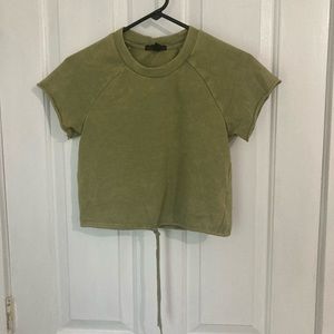 Green Material Girl Crop top with drawstring.